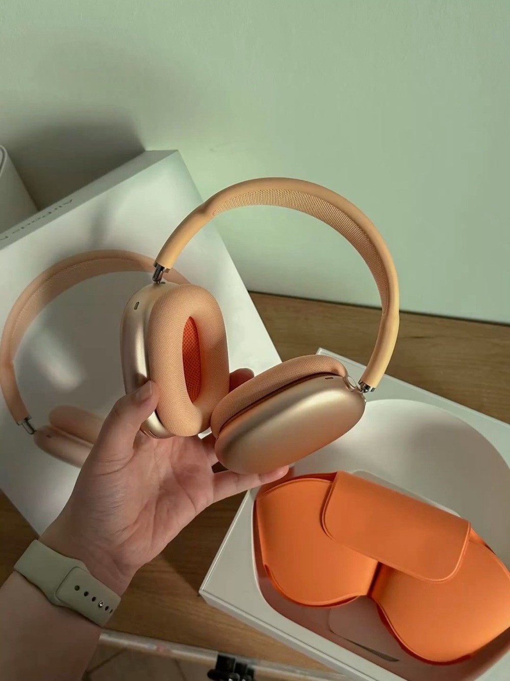 Apple Over-Ear Headphones in Peach and Orange